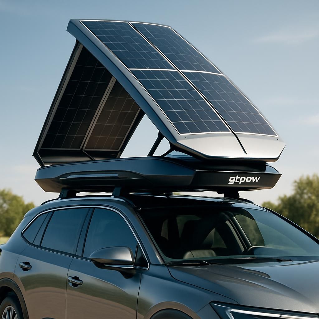 découvrez le coffre de toit innovant de gtpow présenté au ces 2026, équipé de panneaux solaires déployables pour une énergie renouvelable en mobilité.
