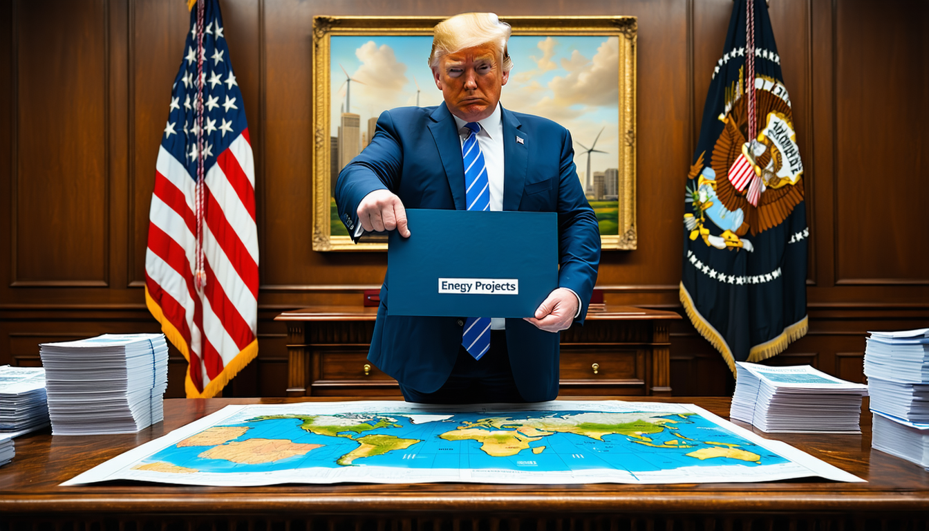 donald trump suspend les autorisations pour les projets d'énergie éolienne et solaire, mettant un coup d'arrêt aux nouvelles installations renouvelables aux états-unis. découvrez les impacts de cette décision sur la transition énergétique.