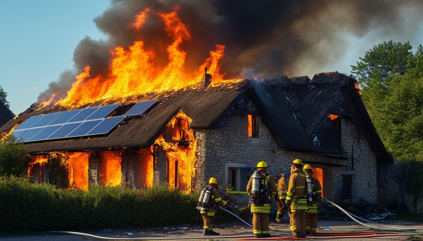 découvrez comment un incendie en dordogne a fortement endommagé une maison, entravant l'intervention des pompiers en raison des panneaux solaires. une situation préoccupante qui soulève des questions sur la sécurité des installations solaires en cas d'urgence.