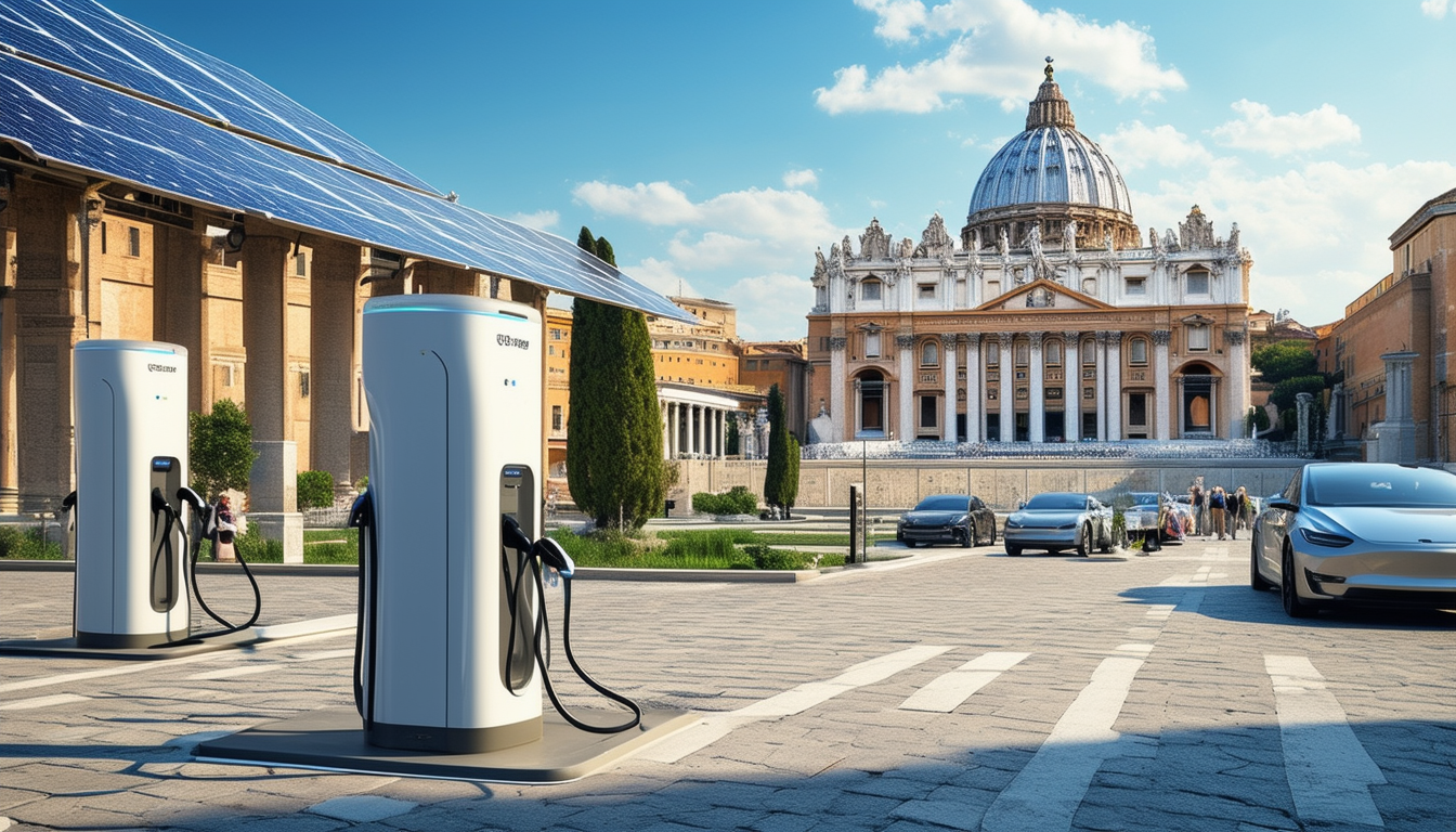 découvrez comment le vatican innove en matière de durabilité avec l'installation de stations de recharge électrique et de panneaux solaires, reflétant son engagement envers l'environnement et les énergies renouvelables.