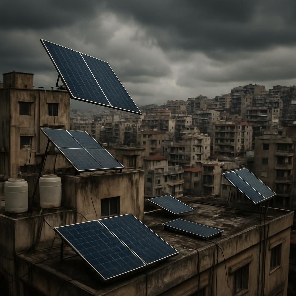 alerte au liban sur les installations précaires de panneaux solaires après la diffusion de vidéos montrant des équipements arrachés des toits, mettant en lumière les risques et les défis énergétiques du pays.