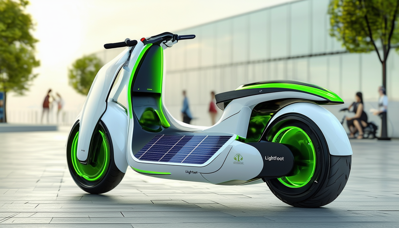 découvrez lightfoot, le scooter électrique innovant qui révolutionne votre mobilité avec ses panneaux solaires intégrés. profitez d'une conduite écologique et durable tout en bénéficiant d'une autonomie améliorée grâce à cette technologie de pointe.