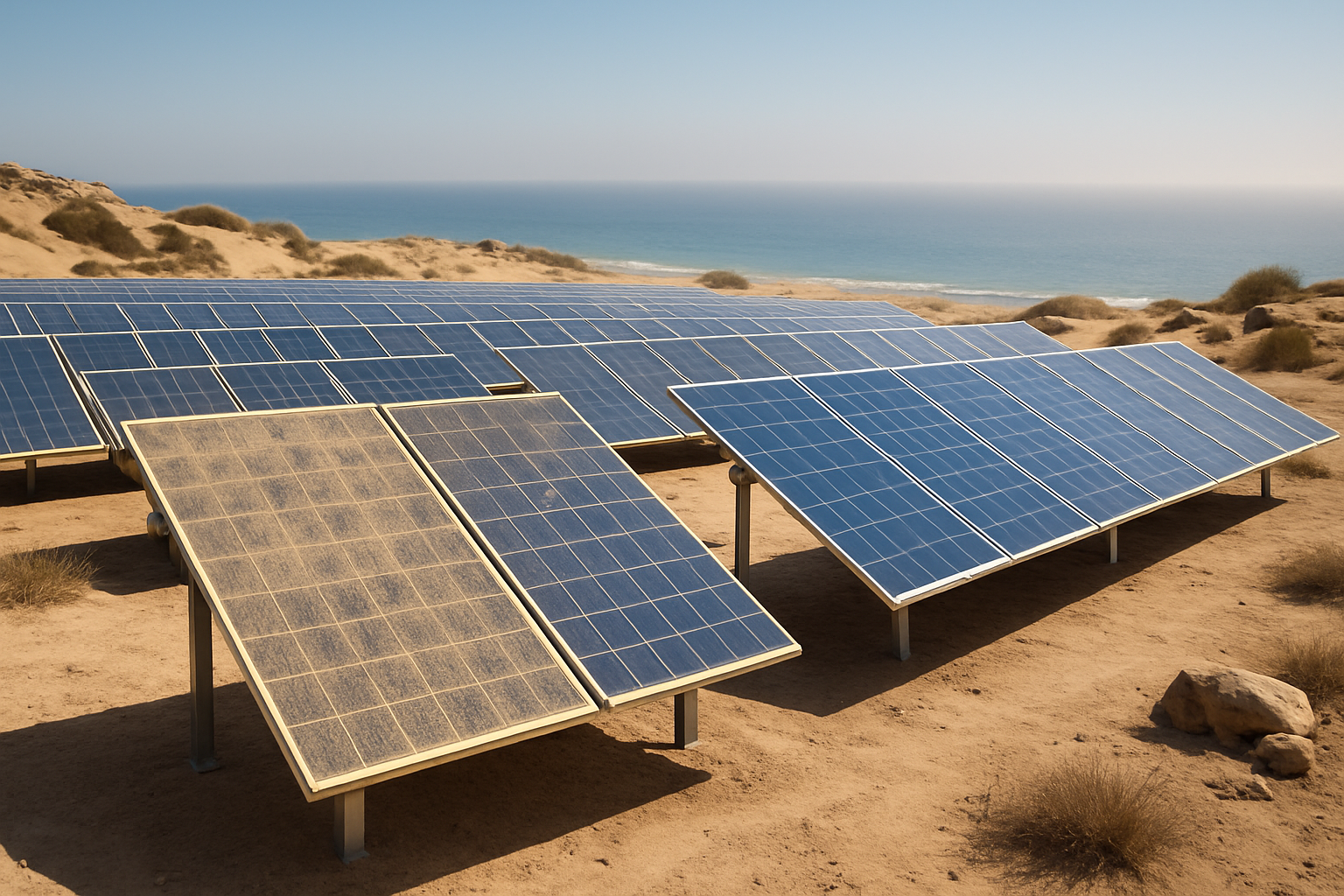 découvrez comment la poussière affecte l'efficacité des panneaux photovoltaïques en zones côtières arides et quelles solutions optimiser leur performance énergétique.