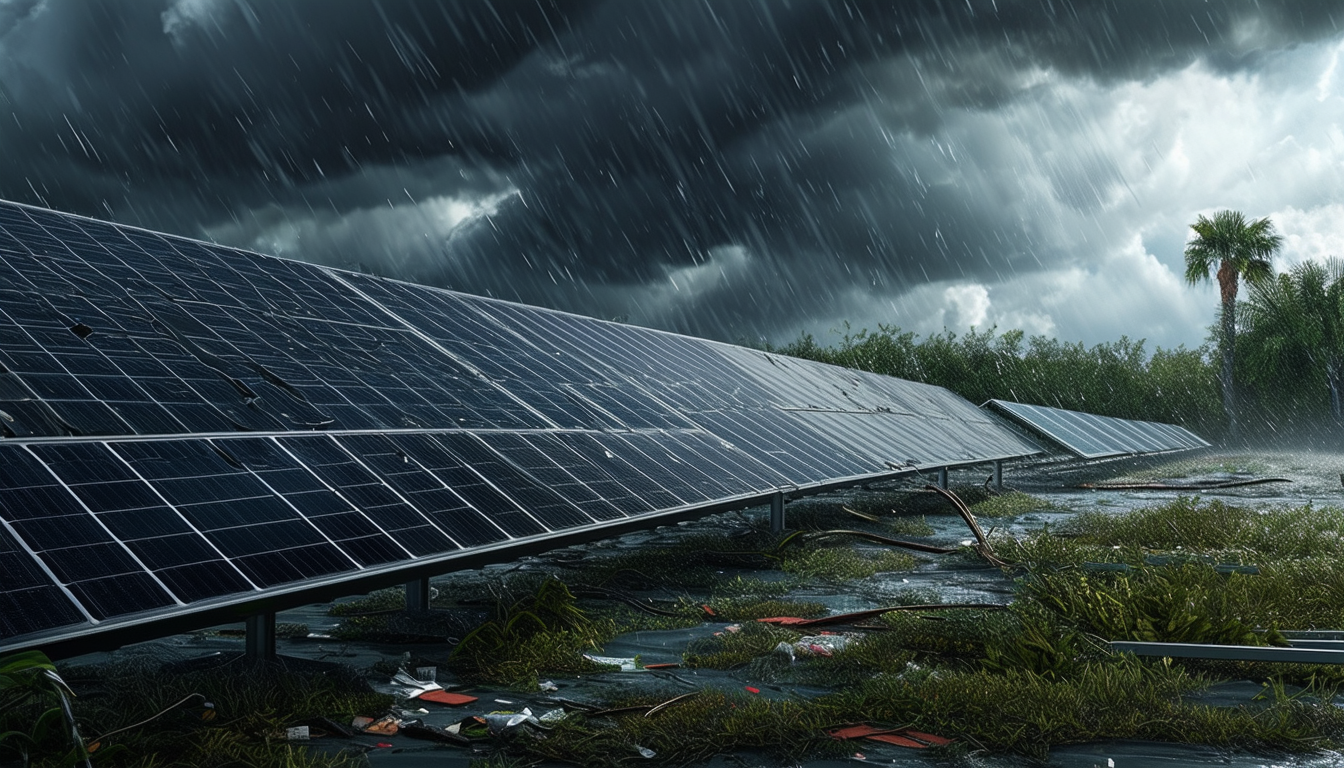 découvrez les conséquences dévastatrices de l'ouragan milton sur une exploitation solaire en floride, avec des images poignantes et des témoignages des agriculteurs touchés par cette catastrophe climatique.
