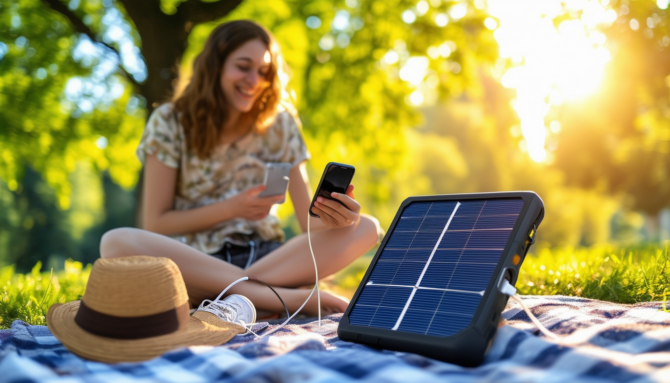 découvrez notre panneau solaire compact, idéal pour recharger votre smartphone en plein air à moins de 20 euros ! pratique et économique, il vous accompagne lors de vos aventures et vous permet de rester connecté où que vous soyez.