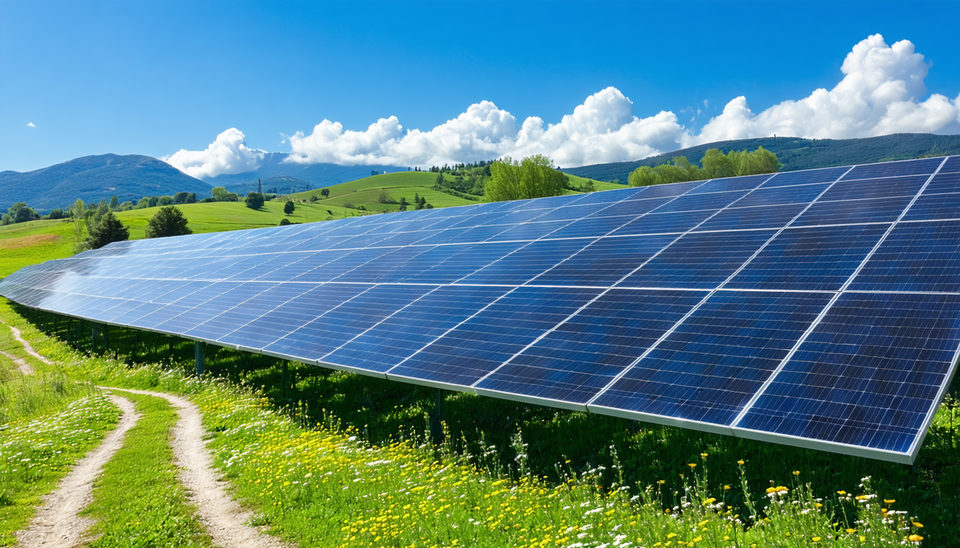 découvrez un site exceptionnel dédié à l'énergie renouvelable, où une colline majestueuse abrite 60 000 panneaux solaires, offrant ainsi une contribution significative à la transition énergétique et à la protection de notre environnement.