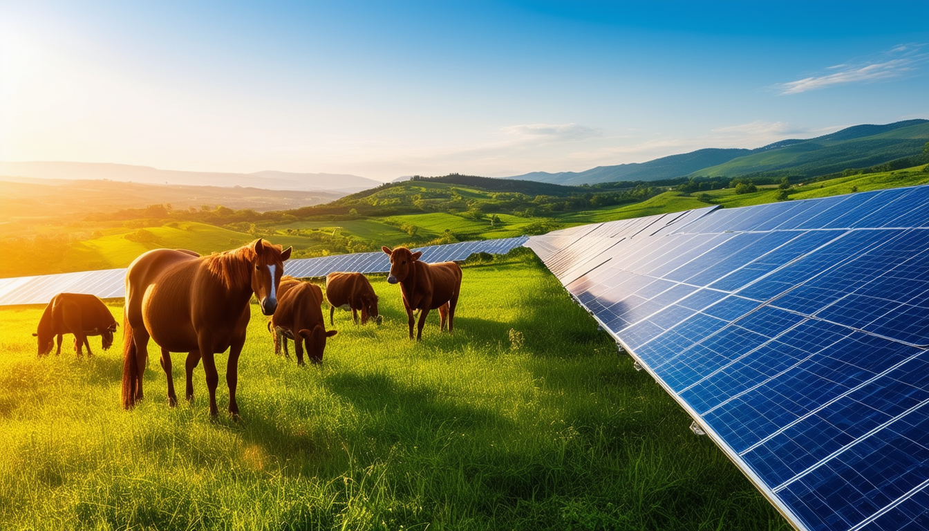 découvrez une cohabitation harmonieuse et innovante où vaches et chevaux évoluent librement sur 7 hectares de panneaux solaires. un modèle durable qui allie agriculture, bien-être animal et production d'énergie renouvelable.