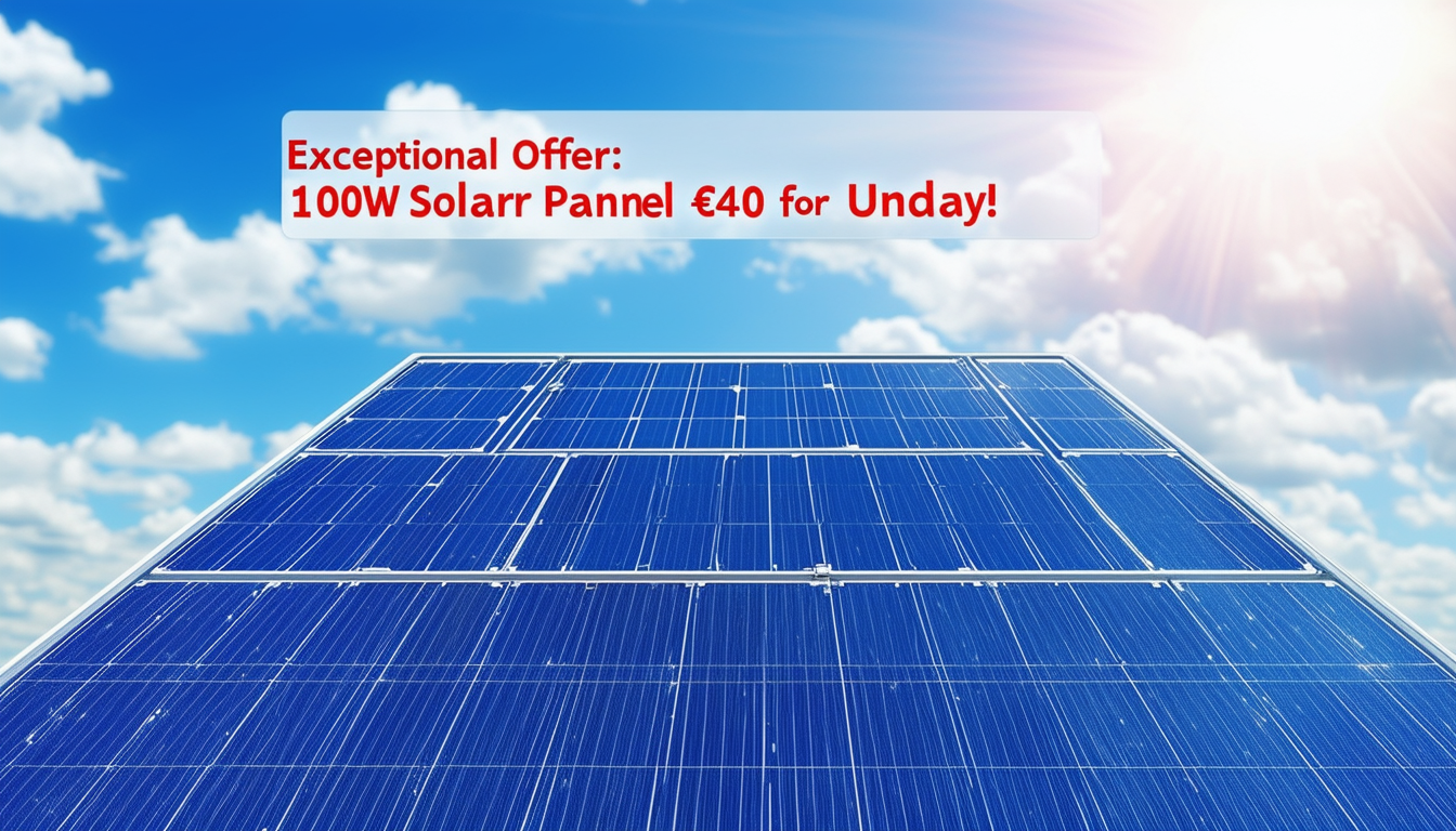 profitez de notre offre exceptionnelle ! ce dimanche seulement, acquérez un panneau solaire de 100w à moins de 40 euros. ne manquez pas cette occasion en or pour économiser de l'énergie tout en préservant la planète !